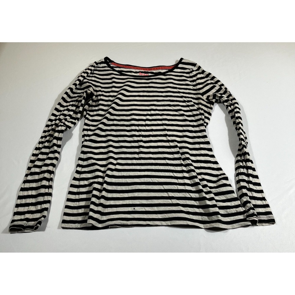 Boden Shirt White Black Stripe Breton Long Sleeve Size Small Nautical Preppy Tee